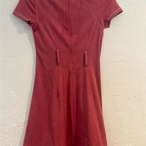 Casual Red A-Line Mini Dress with Crew Neck